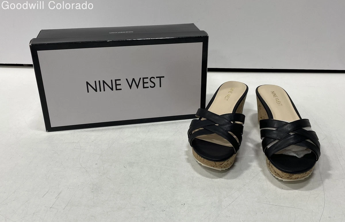Sandales Compensées Nine West Elspie Orange Multicolore - Taille 10.5M Avec Petit Défaut