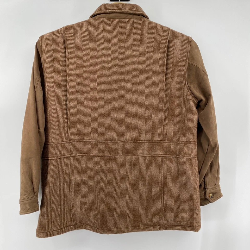 Orvis Men's Large Herringbone Wool Blend Field Jacket Brown Full Zip Outdoor - Image 3 of 4