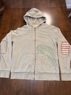 Vintage Y2K Quicksilver Full Zip Green Hooded Jacket Skulls Pirate Ship Mens L