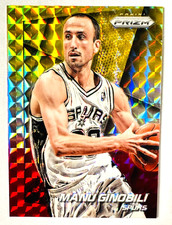 2014-15 Panini Prizm Manu Ginobili YELLOW RED Prizm Card #68 Spurs Legend!