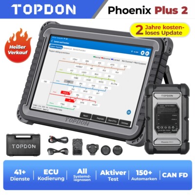 TOPDON Phoenix Plus 2.0 KFZ OBD2 Diagnosegerät Deutsch ECU Coding 41+Reset WIFI