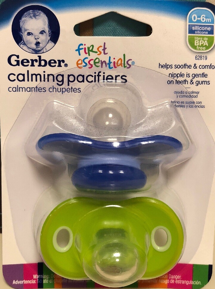 Gerber First Essentials Calming Pacifiers 0-6mo per Pack Blue