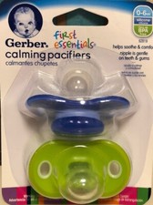Gerber First Essentials Calming Pacifiers 0-6mo 2 per Pack Blue Green BPA Free
