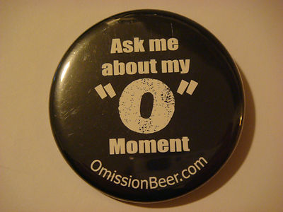 BEER BUTTON Pinback: WUDMER Bros Brewery Omission Gluten-Free ~ Portland, OREGON