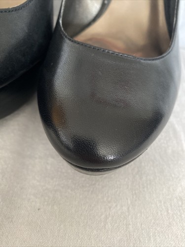 Guess Leather Platform Stiletto Heel Double Strap Black Heels Size 8 - Picture 3 of 14