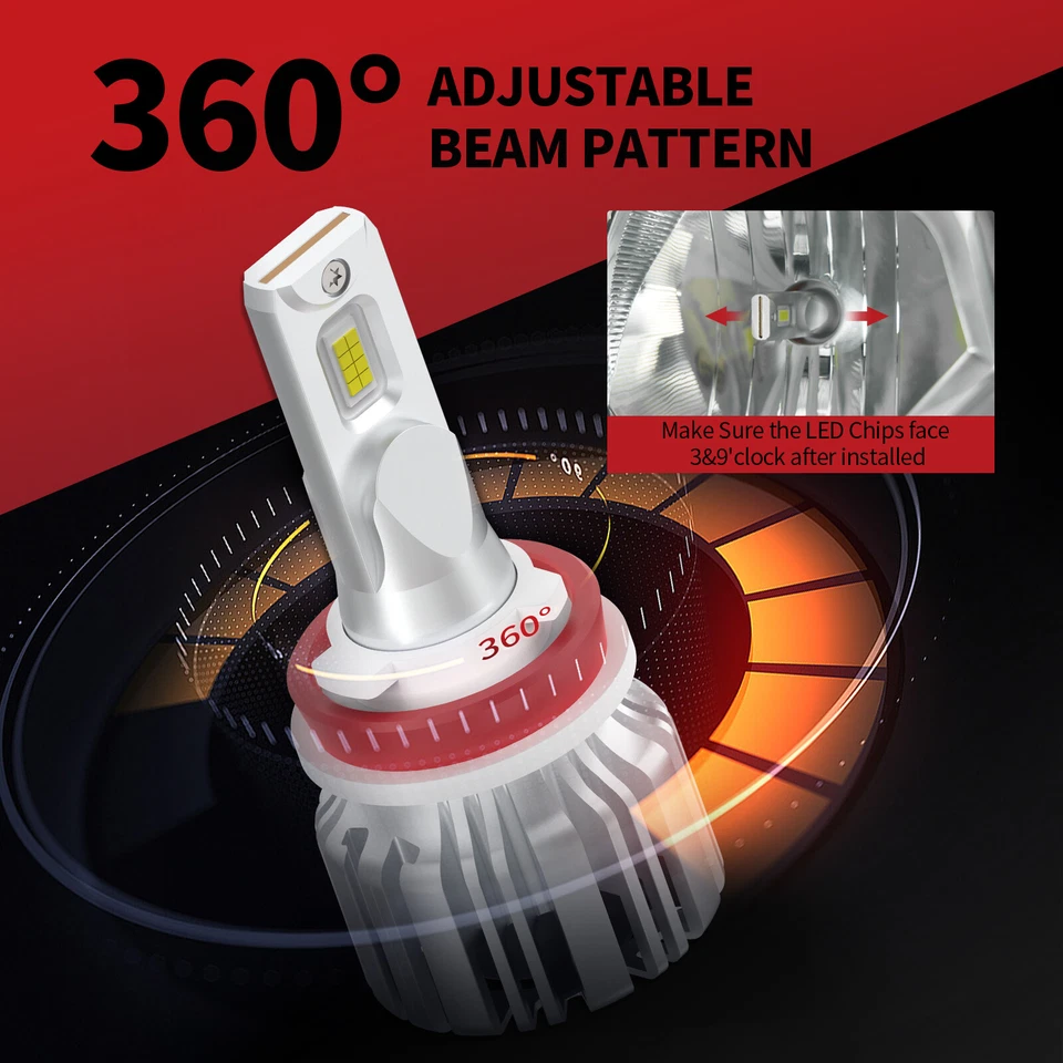 Combo H11 H9 Bombillas de faros LED haz alto y bajo para Nissan Máxima 2016-2018 Foto 3 de 4