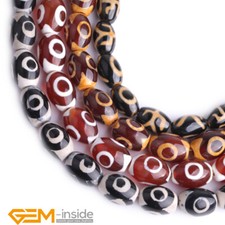 Brown Tibetan Dzi Agate Gemstone Rice Oval Jewellery Making Beads 10x14mm 15" AU
