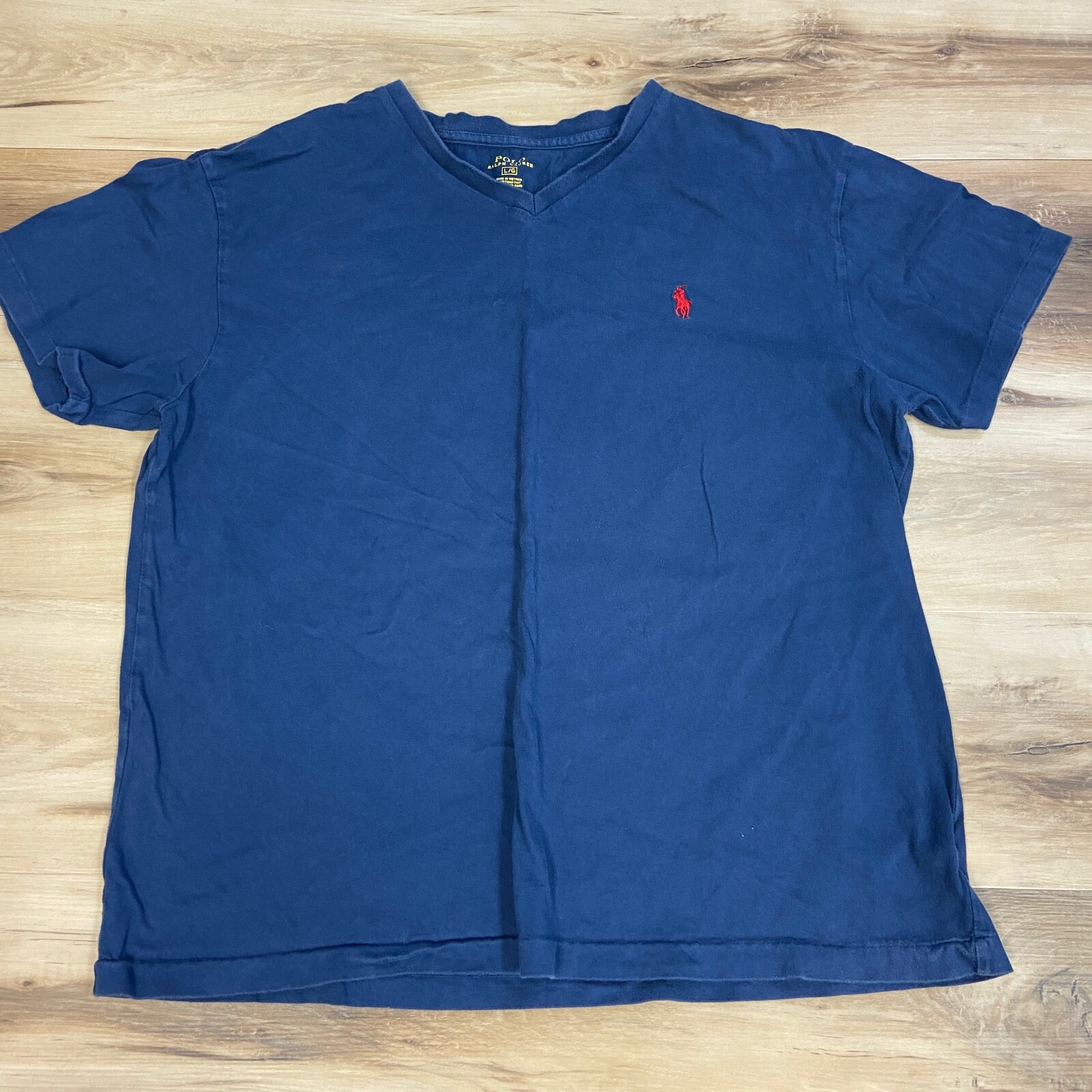 Polo Ralph Lauren Camicia Uomo Grande Blu Navy Collo Maniche Corta Maglietta Rossa Pony