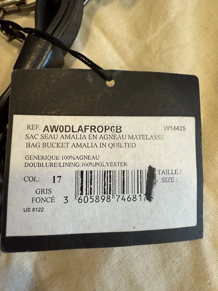 Bolso de Mano Grande Lanvin Amalia Gris Oscuro Acolchado Piel de Cordero (Nuevo con Etiqueta) Foto 3 de 4