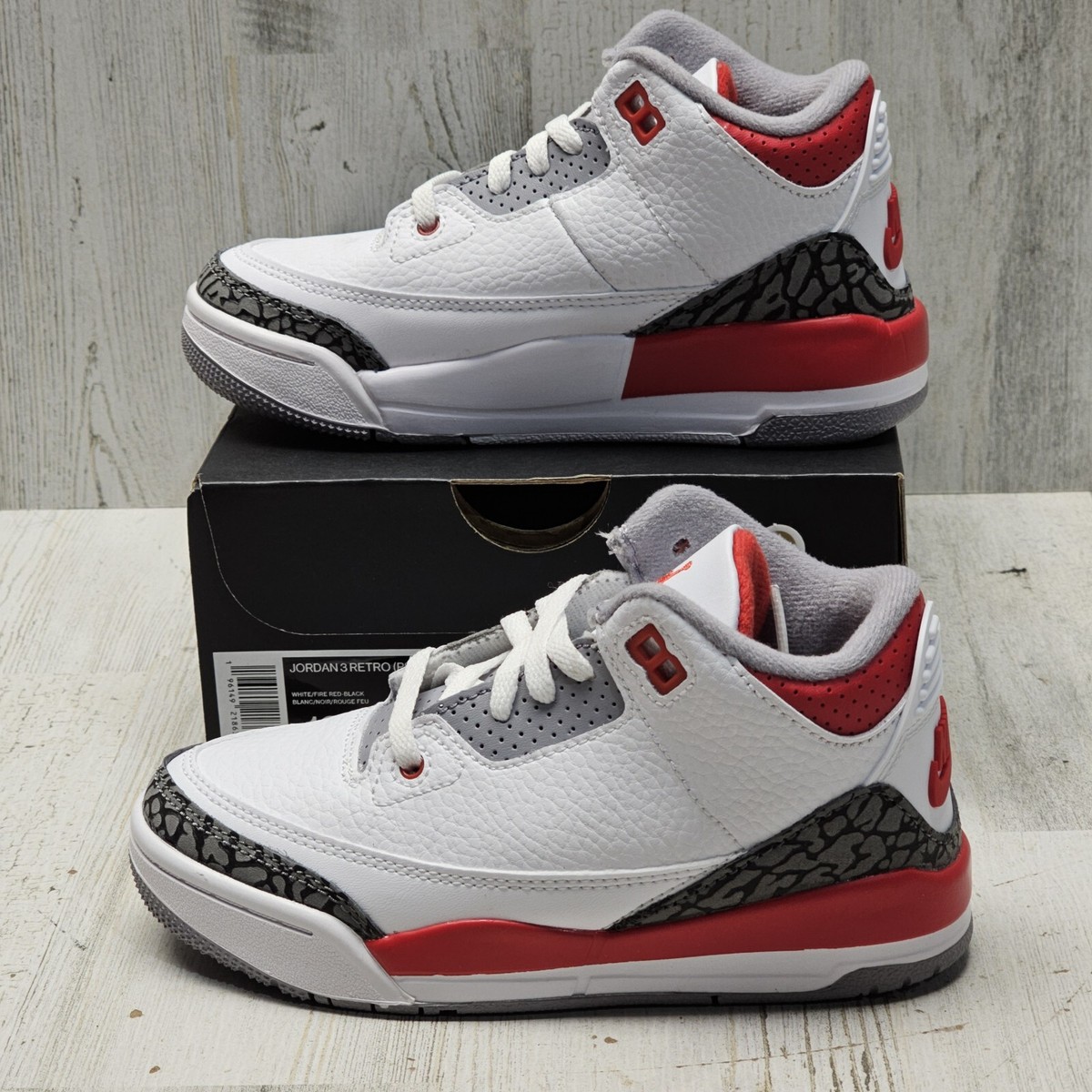 Child Size 12c - Nike Air Jordan 3 Retro Fire Red (2022)(PS