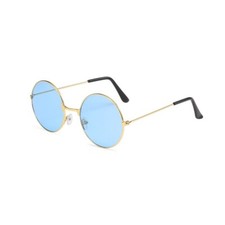 Retro round sunglasses Glasses New color block the sun SKY BLUE
