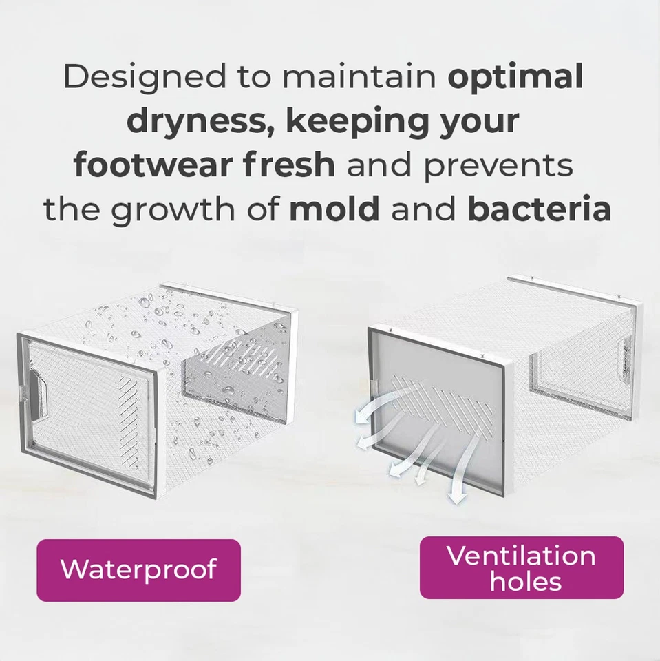 Neo Shoe Storage Boxes 12 pcs Large Box Transparent Clear Plastic Stackable Lids - Image 4 of 4