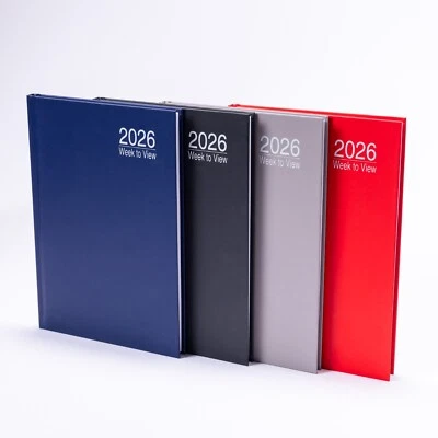 EVELAY LTD 2026 A5 Week To View Diary Full Year Planner Organiser Hardback Cover With Times