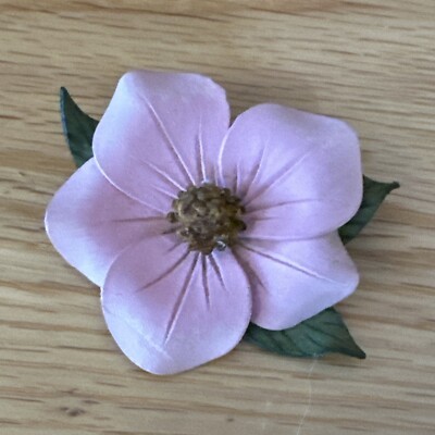 Pink Dogwood Leather Lapel Brooch Pin Flower X Coat