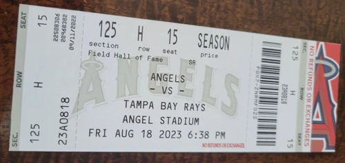 2023 RAYS @ ANGELS FULL TICKET OHTANI GRAND SLAM TRIPLE PLAY SCHANUEL DEBUT 8/18