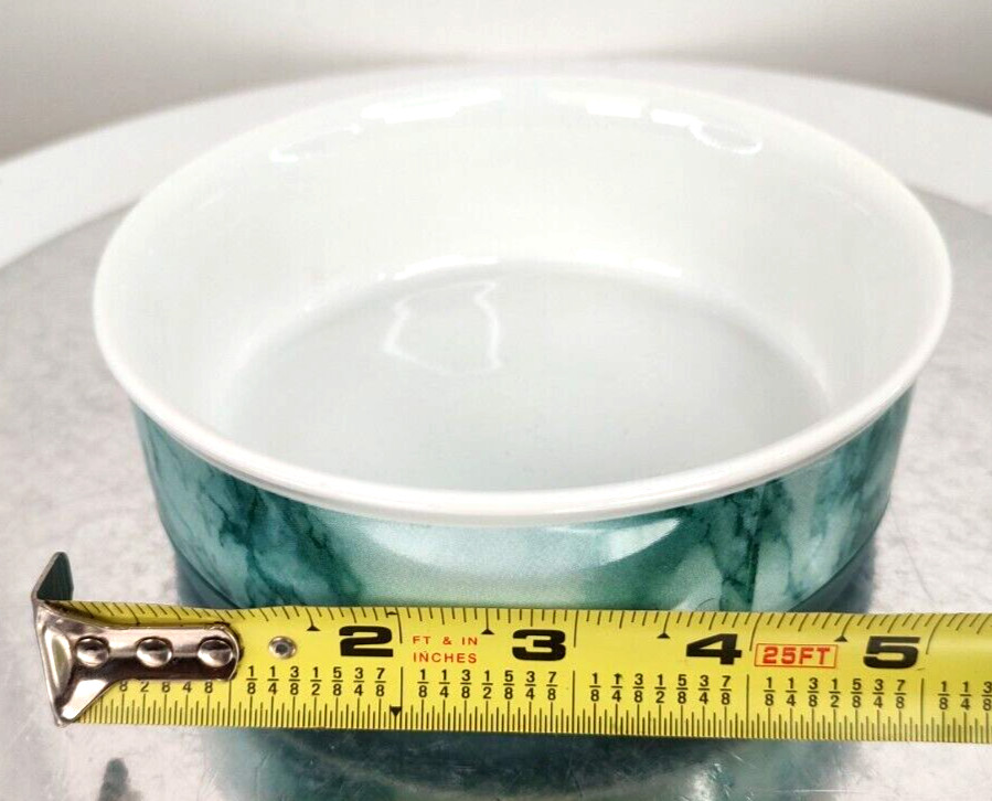 Bone Dry 6"R x 2"D Green white inside Skid Proof Bottom Food Water Pet Dog Bowl