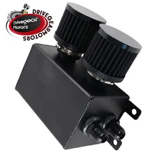 10 AN 2 Port Dual Breather Filter Baffled Oil Catch Can Reservoir Tank Kit Black