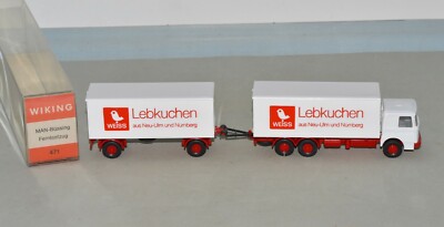 HO Scale WIKING 471 MAN-Bussing 22.320 UNL ''Lebkuchen'' Truck & Trailer