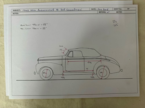 Brooklin Modelos 1940 Nash Ambassador Conv BML31 Patrón Dibujos y notas - Imagen 6 de 9