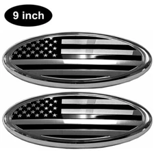 2pcs For Ford F150 F250 9 inch US Flag FRONT GRILLE Tailgate Oval Emblem Badge