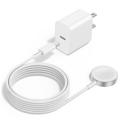 Upgraded Apple Watch Charger, iPhone Watch Charger, adapter+6ft(1 in 1) White