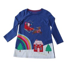 Mini Boden Festive Scene Appliqu  Navy Tunic Dress Size 8/9