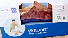 Isotoner Men's Memory Foam eco Comfort Slippers XX-Large 13-14 Dark Chocolate