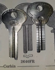 Corbin Milled Nickel Silver 1076A, 2640FR Obsolete Antique Trunk Key Blank.