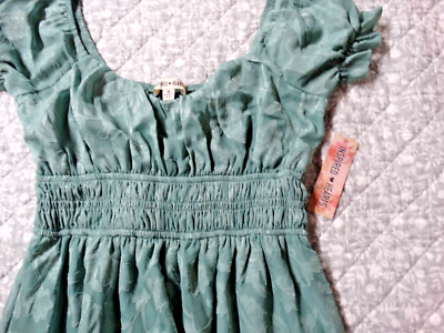 inspired hearts green dress Inspired Hearts Green Short Dress Swoop Neck Sheer W Lining, NWT SZ M