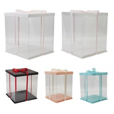 6/8/10/12in Clear Cake Holder Box Display Holder Birthday Gift Present Wrap Cube