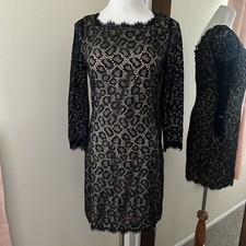 Diane Von Furstenberg Zarita dress Dvf Lace Embellished 3/4 sleeve black Size 6