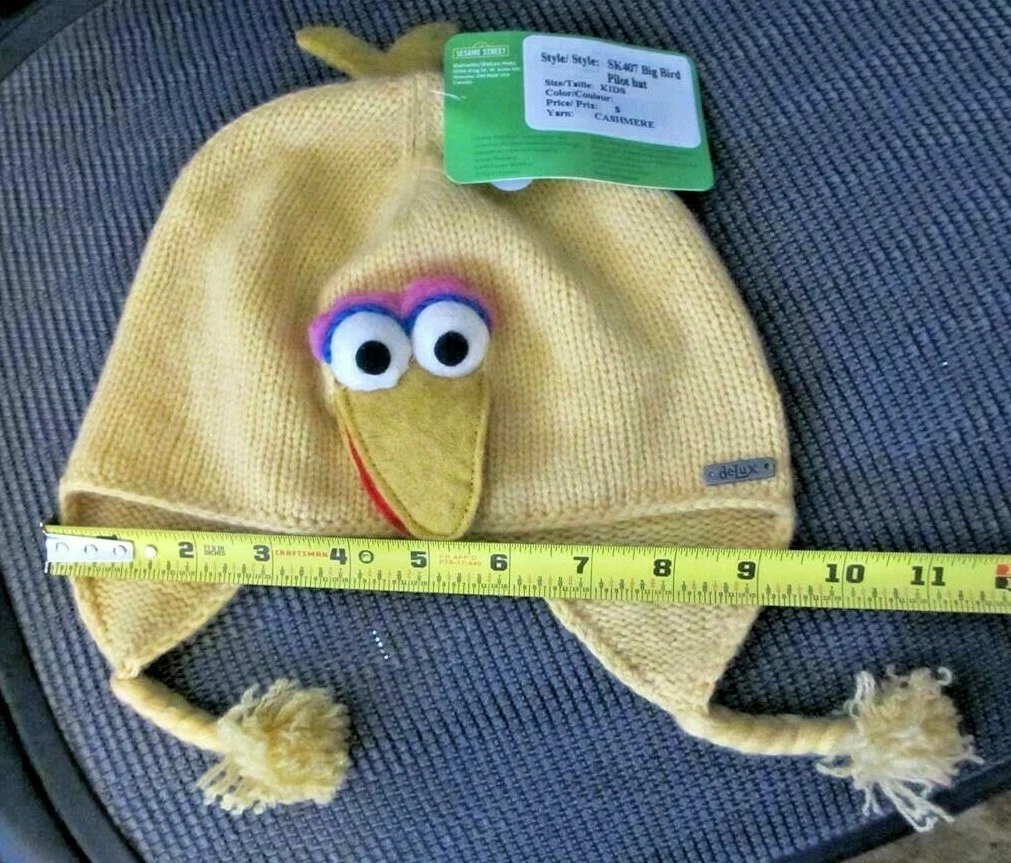 cashmere Big Bird toque beanie HAT knit kids cap girls boys Sesame Street deLux