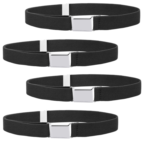 Buyless Fashion Kids Boys Toddler Adjustable Elastic Stretch Belt Buckle 4 Pack - Picture 1 of 91