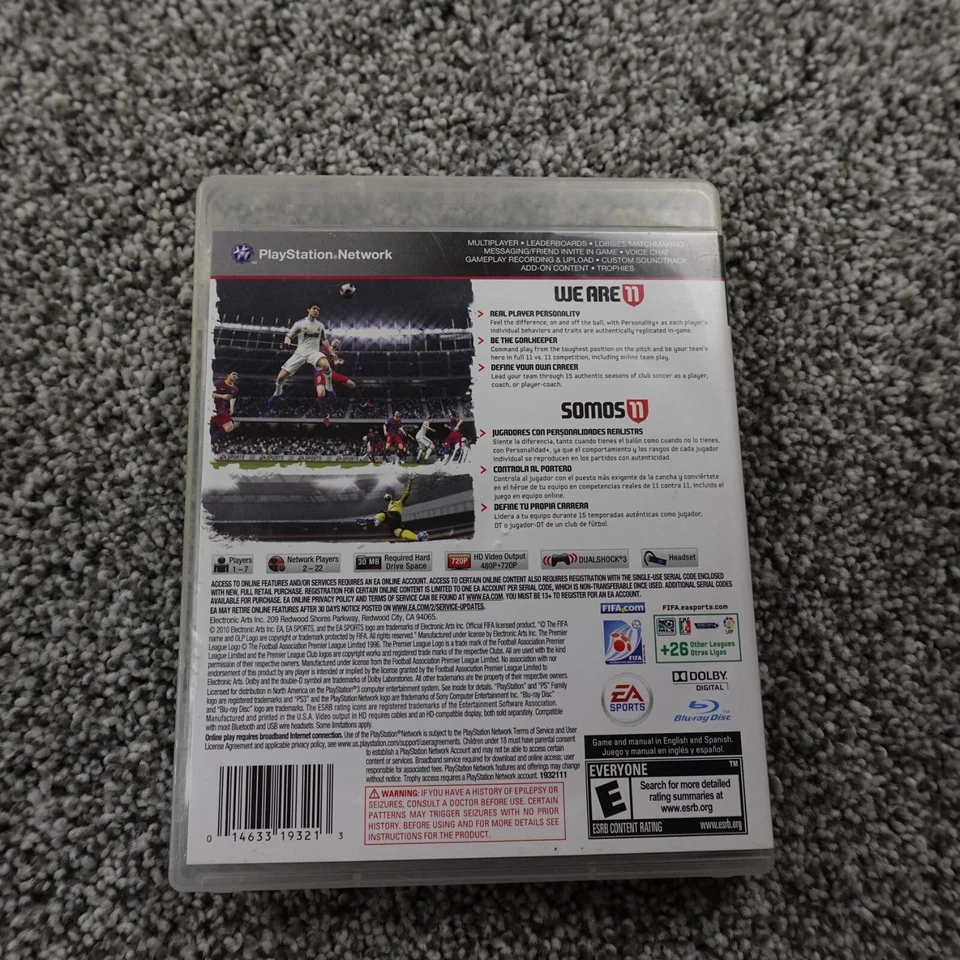 Fifa Soccer 11 Sony PS3 Play Station 3 Game Disc Box Manual Football Futbol EA - Image 2 of 4