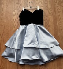 Blondie Nites Dress Women  s Junior Size 7 Blue Satin Bottom Mini Party Dress
