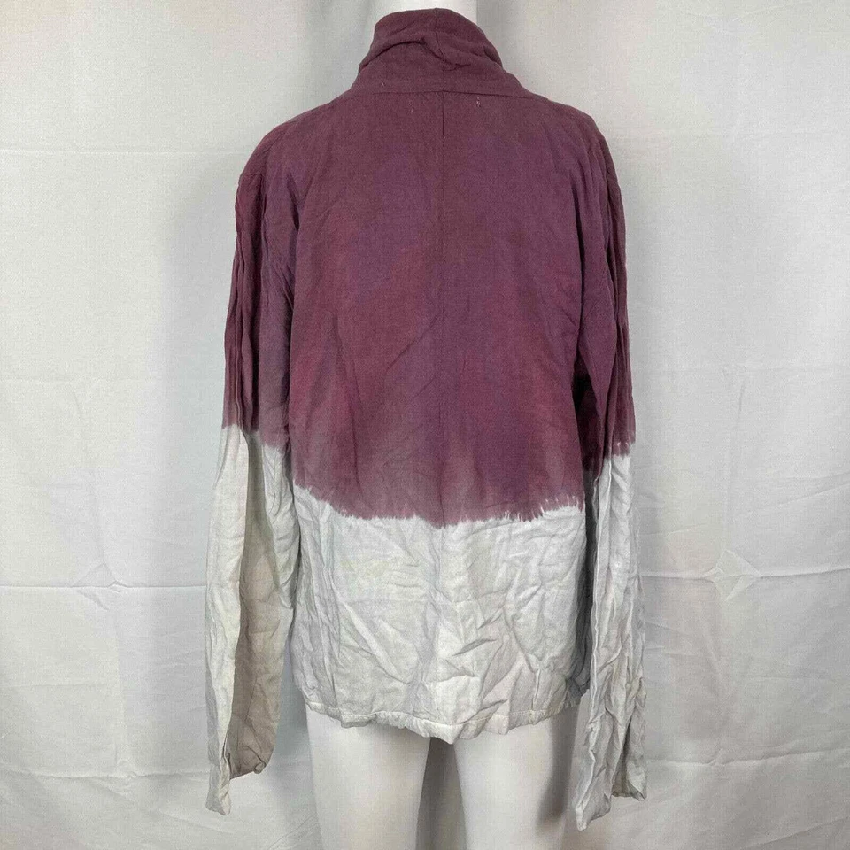 Chaqueta Cárdigan Alternativa Mujer M Púrpura Gris Algodón Claro Un Botón Tinte por Inmersión Foto 4 de 4