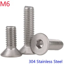 M6 - 1.0 304 Stainless Steel FLAT HEAD Socket Screws Bolt Countersunk DIN 7991
