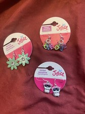 Justice Pierced Earrings 3 Sets Love, Flower, Baby Bird Sets New on Cards