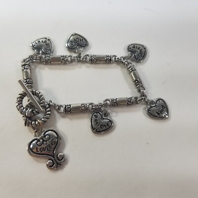 Hope Forever Gentle Kind Patient Love Is Heart Charm Silver Tone Bracelet