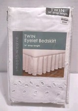 Twin Size Eyelet Bedskirt White 14" Drop Length Bed Bath Beyond Smooth Weave New
