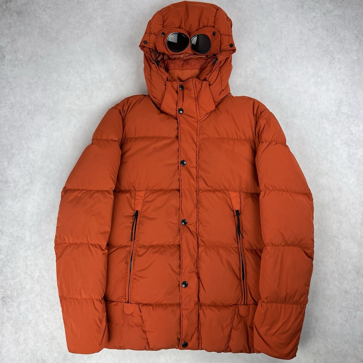 CP Company Down Puffer Goggle Jacket Orange Coat Large 2380 CP Company Down Puffer Goggle Jacket Orange Coat Large 2380