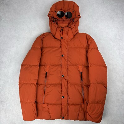 CP Company Down Puffer Goggle Jacket Orange Coat Large 2380