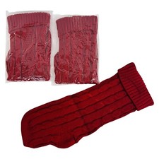Knit Christmas Stockings, Holiday Decorations - Red 3-pack 