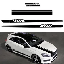 Universal Car Side Skirt Mirror Body Hood Vinyl Racing Car Stripe Sticker USA
