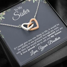 To My Sister Necklace, Brother to Sister, Birthday gift For Sister from Brother