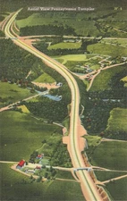 Vintage Linen Postcard Aerial View Pennsylvania Turnpike Clear Ridge Cut