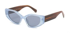 Womens Boutique Geometric Sunglasses Blue Frame Gray Lens Tinted UV400 Plastic