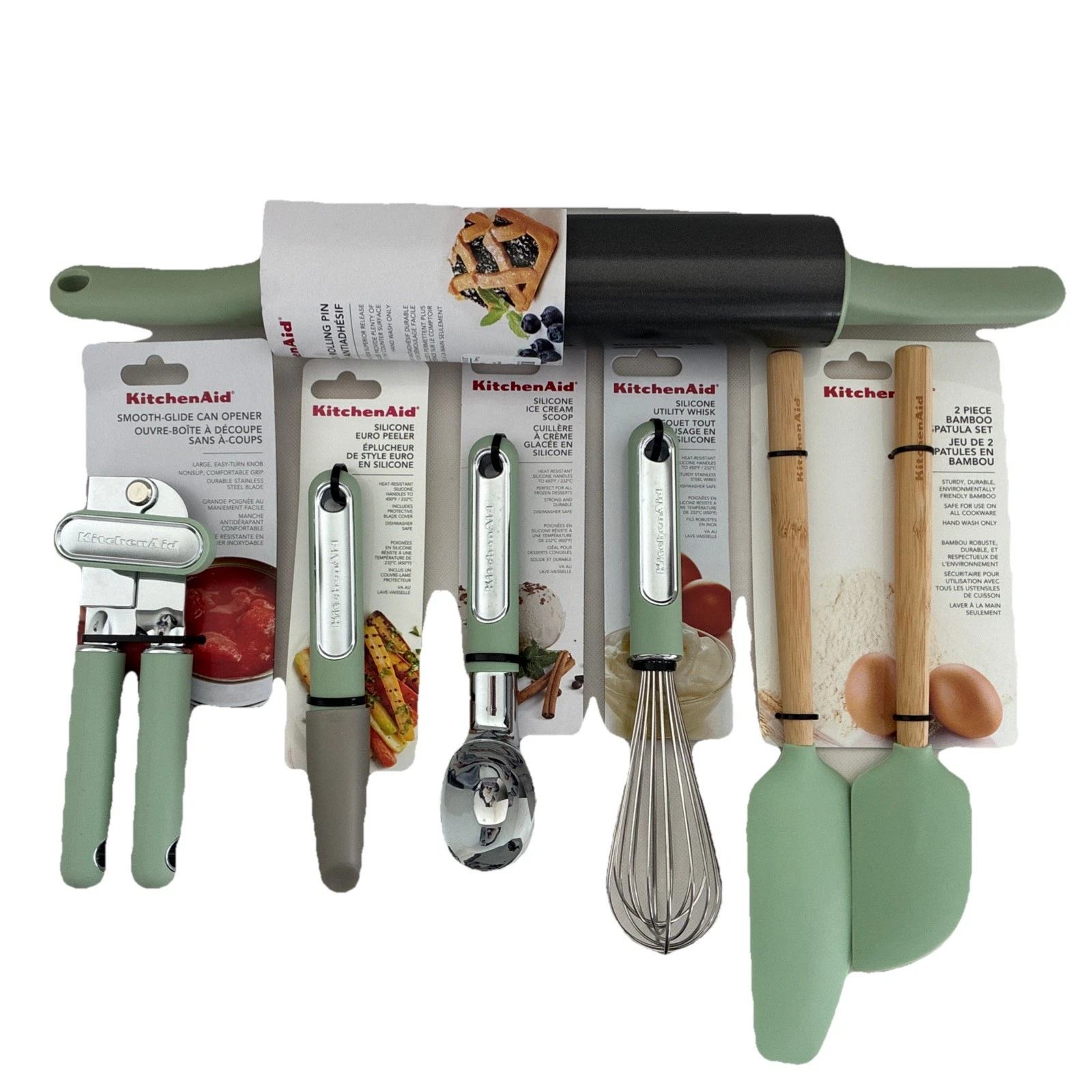 New KitchenAid Mint Pistachio HPIA 6 Soft Silicone Spatulas Whisk Peeler Lifter
Opens in a new windo