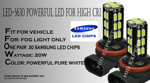 H11 Samsung LED 30 SMD Super White 6000K Fog Light Replace Halogen Bulbs D654 - Picture 2 of 7