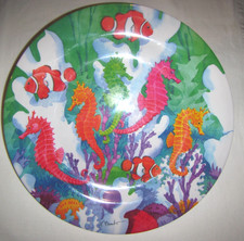 Large Round Melamine 15.5 Serving Tray, Ocean...